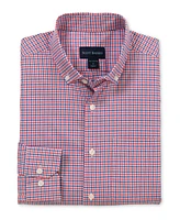 Scott Barber Men's Cotton Tattersall, Berry