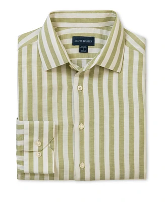 Scott Barber Men's Coastal Linen Stripe, Sage