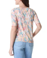 Gloria Vanderbilt Women's Alanis Printed Boat-Neck T-Shirt - Guava Ice
