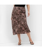 City Chic Plus Size Kyra Slip Midi Skirt