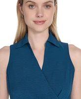 Calvin Klein Women's Sleeveless Wrap V-Neck Sheath Dress