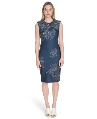 Calvin Klein Women's Sleeveless Scuba Sheath Dress