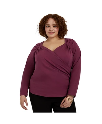 June + Vie Plus Size June + Vie Faux Wrap Top