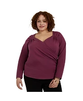 June + Vie Plus Size June + Vie Faux Wrap Top