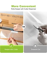 Bonsenkitchen 8” x 150 Food Vacuum Seal Roll Keeper with Cutter, Vacuum Sealer Bags Rolls for Food Storage, Commercial Grade, Bpa Free, Great f