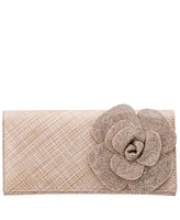 Nina Large Crystal Flower Slim Clutch Bag