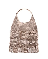 Nina 3-Tiered Crystal Mesh Ruffle Pouch Bag