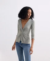 Reistor Women's Twist Front Knit Shirt Light Olive