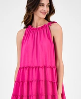 Robbie Bee Women's Tiered Ruffled-Neck Midi Dress