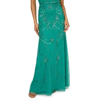 Adrianna Papell Petite Floral Sequin Gown
