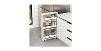 Rolling Kitchen Slim Storage Cart Mobile Shelving Organizer with Handle