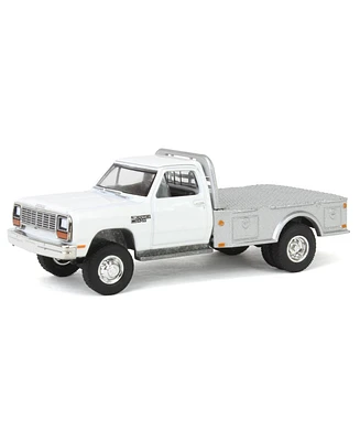 1/64 1985 Ram W350 Dually Flatbed Pickup Truck White with Silver Flatbed 51576-c