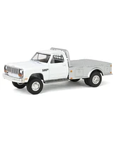 1/64 1985 Ram W350 Dually Flatbed Pickup Truck White with Silver Flatbed 51576-c