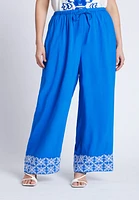 Eloquii Plus Embroidered Hem Pull On Pant