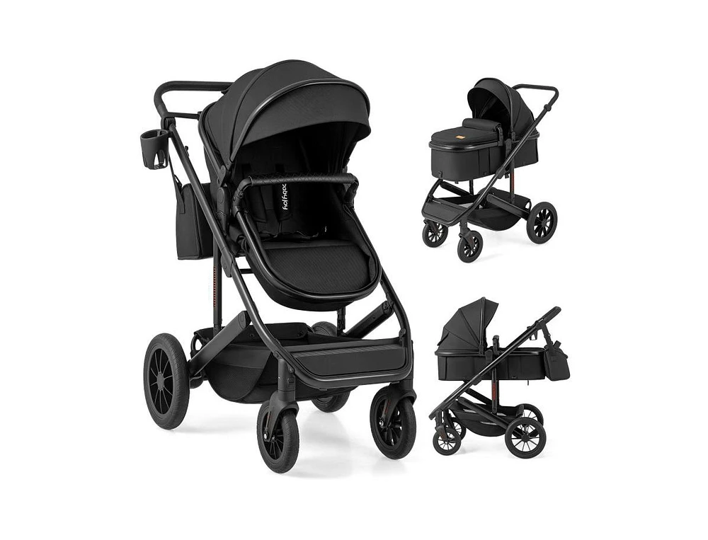 Slickblue Toddler 3-in-1 Folding Convertible Newborn Stroller with Detachable Bassinet