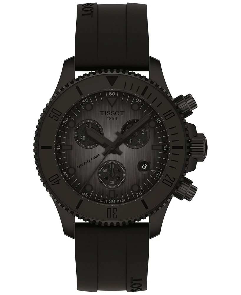 Tissot Men's Swiss Chronograph Seastar 1000 Rubber Strap Watch 38mm