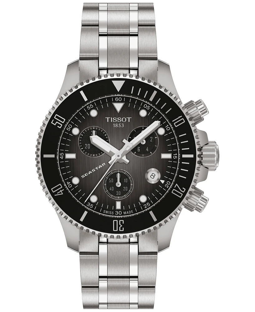 Tissot Men's Swiss Chronograph Seastar 1000 Stainless Steel Bracelet Watch 38mm