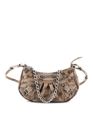 Pre-Owned Balenciaga Mini Le Cagole Giant Studs Shoulder Bag Bb Monogram Coated Canvas