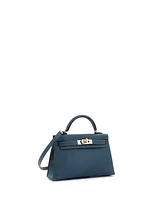 Pre-Owned Hermes Kelly 20 Handbag Blue Epsom with Electrum Hardware