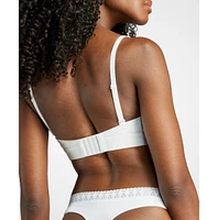 Siella Women's Organic Cotton Lace Balconette Bra