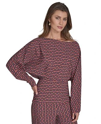 Halston Women's Printed Commuter Dolman-Sleeve Top