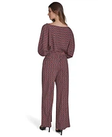 Halston Women's Commuter Printed Wide-Leg Pants