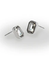 Steve Madden Punk Romance Emerald Cut Stone Stud Earrings