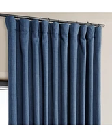 Half Price Drapes Denim Extra Wide Textured Faux Linen Room Darkening Curtain