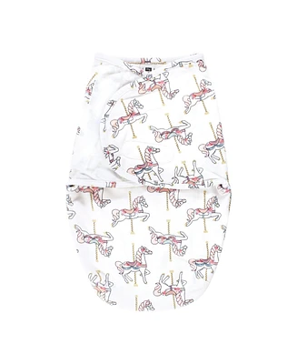 Hudson Baby Baby Girls Hudson Plush Faux Fur Swaddle Wrap, Carousel Horse, 0-3 Months