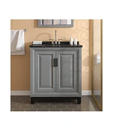 Festival 30" Bathroom Vanity with Marbel Undermount Sink and Glass Shelves Storage Cabinet