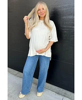 Pinkblush Blue Wide Leg Maternity Jeans