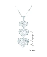 Cubic Zirconia Sterling Silver White Gold Plated Triple Heart Shape Pendant
