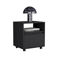 Depot E-shop Wasilla Nightstand with Open Shelf, 1 Drawer and Casters