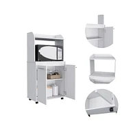 Depot E-shop Lucca Kitchen Cart, Double Door Cabinet, One Open Shelf, Two Interior Shelves