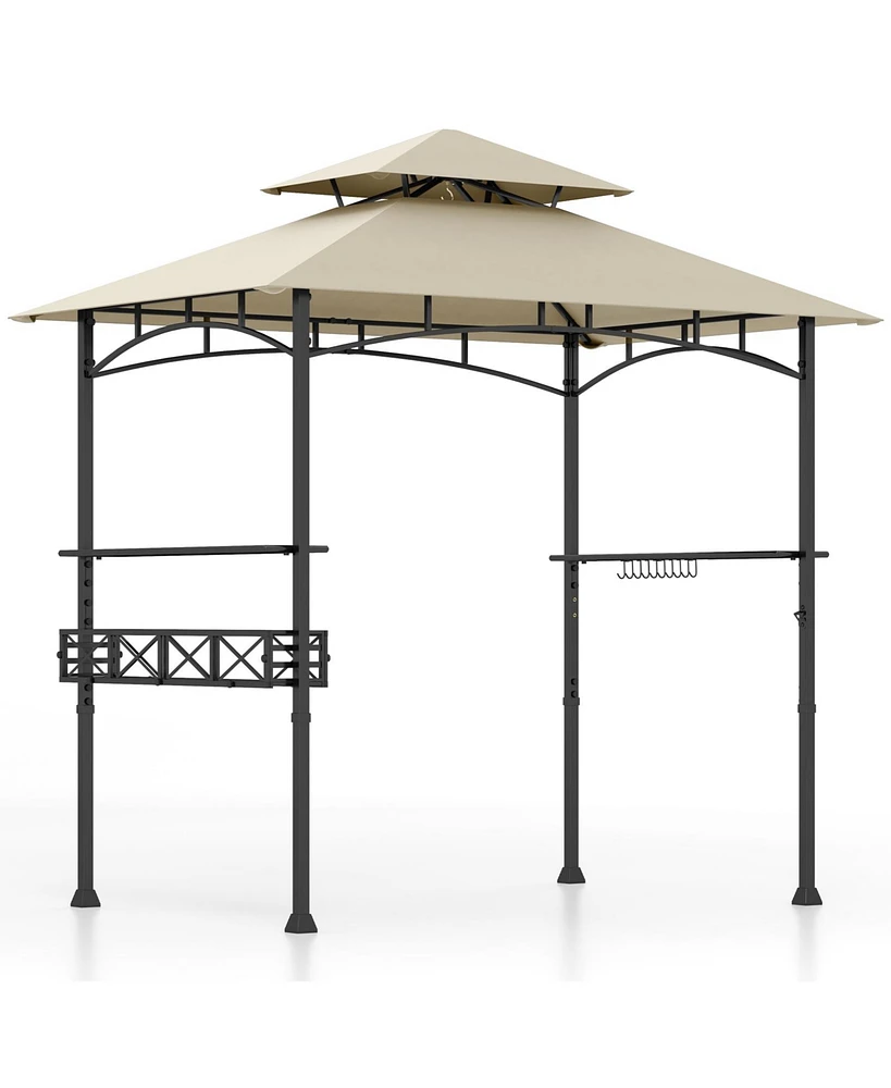Outdoor Grill Gazebo with 2 Side Shelves and 10 Hooks