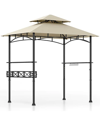Outdoor Grill Gazebo with 2 Side Shelves and 10 Hooks