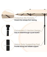 Extra Wide Patio Market Umbrella Double-Sided with Crank for Outdoor Tables