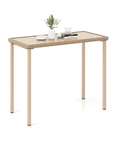 Slickblue Outdoor Patio Bar Table Heavy Duty Rectangle Metal Frame