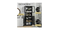 64.5 Inches Tall Bathroom Storage Cabinet with Frost Glass Doors and Shelves