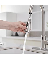 Single-Handle Touch Pull-Down Sprayer Kitchen Faucet with Supply Lines in Brushed Nickel