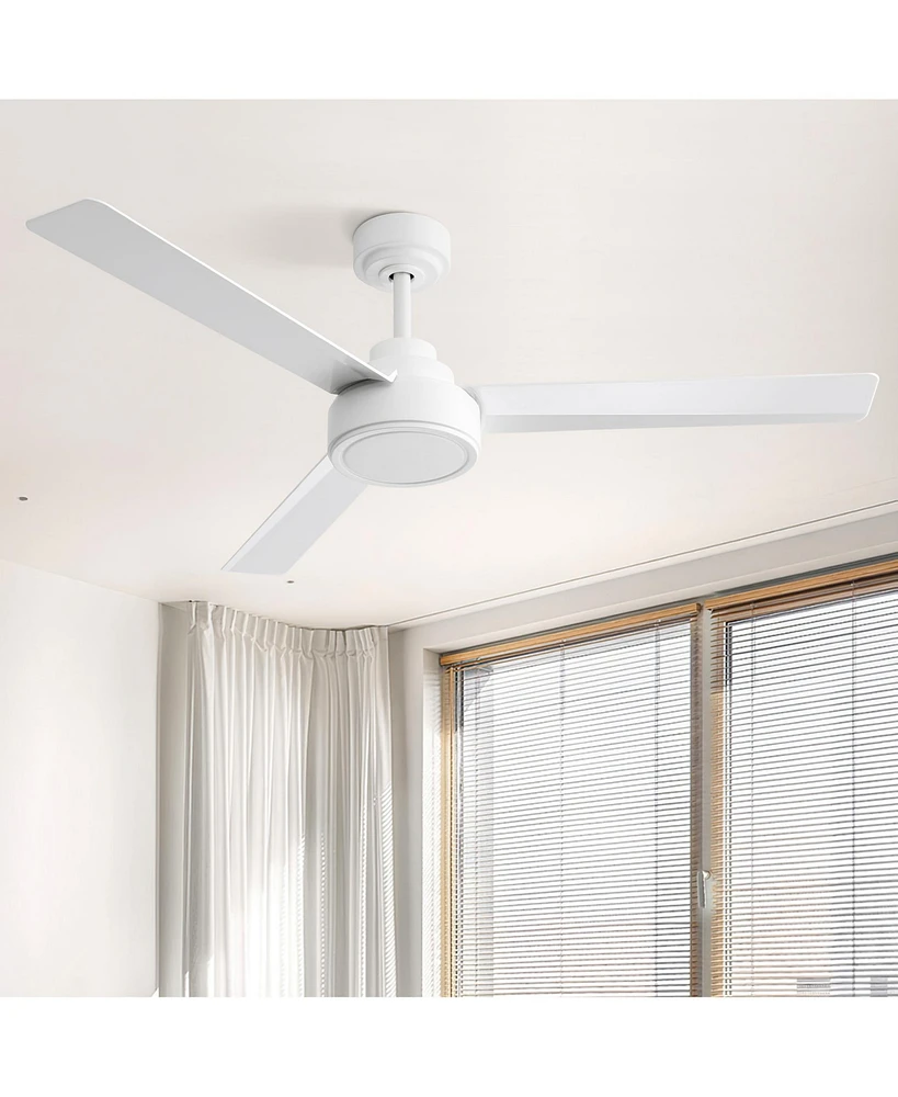52'' Modern 3-Blade without Light Ceiling Fan with Six Speed Remote Control and Timing Function for Indoor