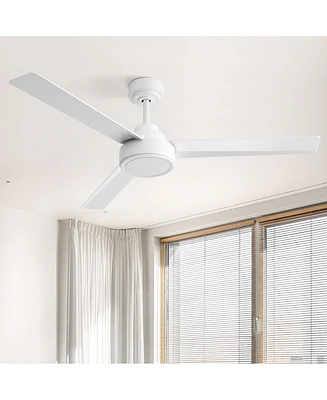 52'' Modern 3-Blade without Light Ceiling Fan with Six Speed Remote Control and Timing Function for Indoor