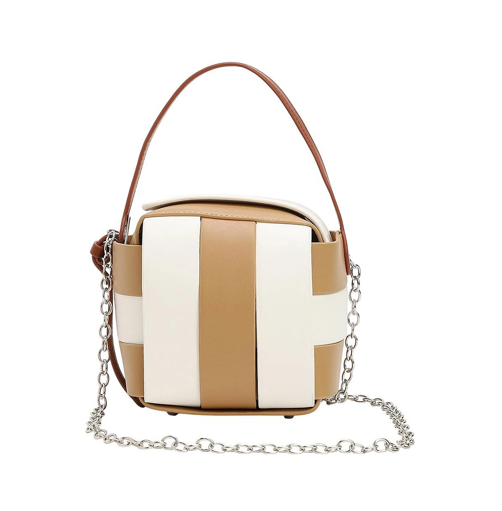 Women's The Panel Verva Hand Bag - Camel Brown & Ivory White
