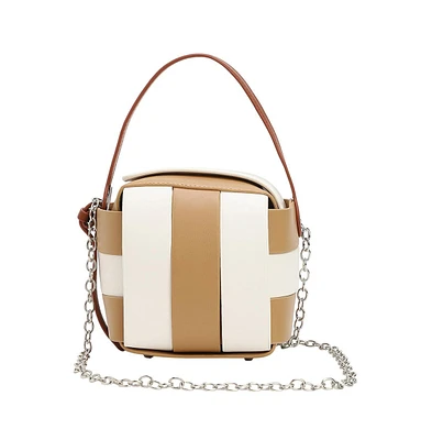 Women's The Panel Verva Hand Bag - Camel Brown & Ivory White