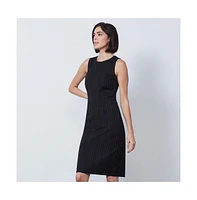Etcetera Women's Colorful Black with Pinstripes Dress Conversation