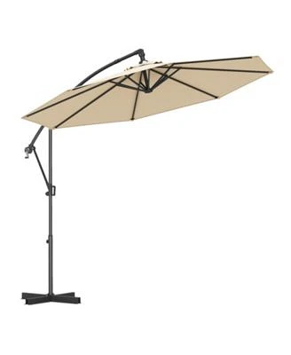 Offset Hanging Patio Umbrella with Base Infinite Tilt for Outdoor Shade