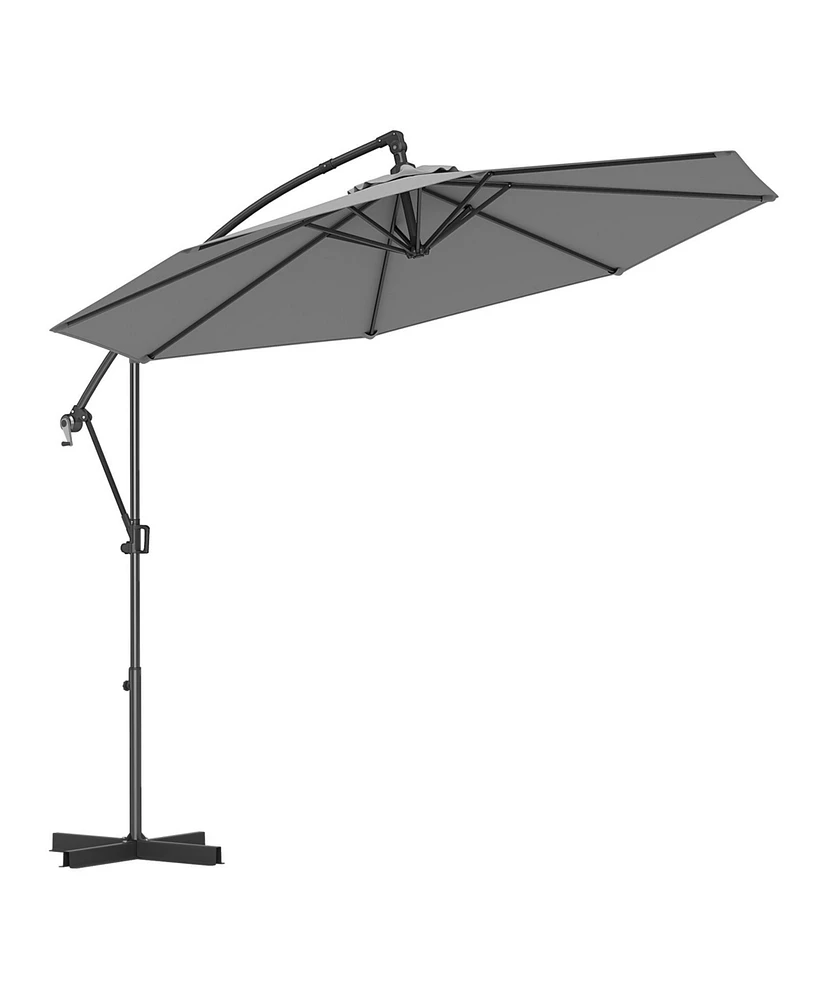 Offset Hanging Patio Umbrella with Base Infinite Tilt for Outdoor Shade