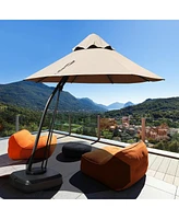 Slickblue Outdoor Cantilever Hanging Umbrella with Base and Wheels
