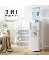 Cowsar Water Cooler Dispenser with Ice Maker for 2, 3 or 5 Gallon Bottles, 33Lbs Daily Ice Making, Child Safety Lock and Energy-Saving Design for Home