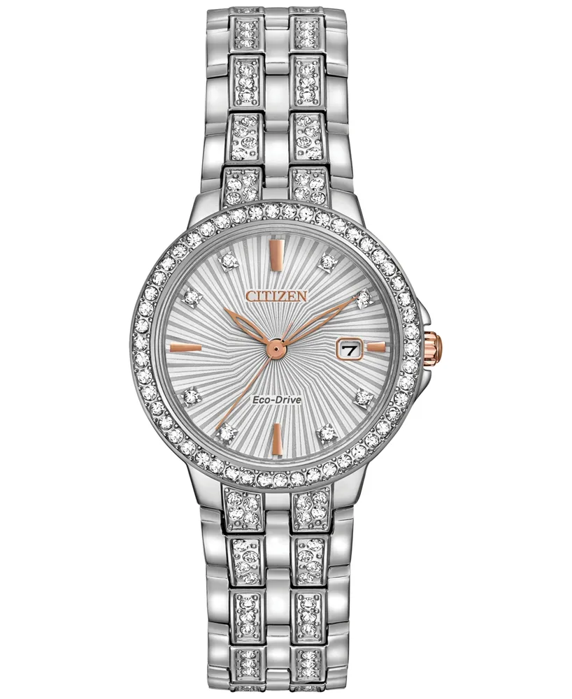 Citizen Women's Eco-Drive Crystal Accent Stainless Steel Bracelet Watch 28mm EW2340